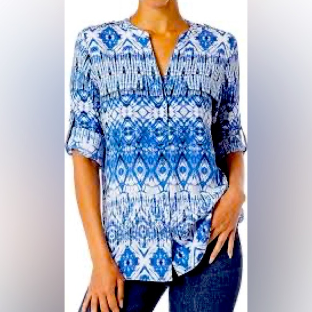 Calvin Klein Women’s Split Neck Button Down Blouse
